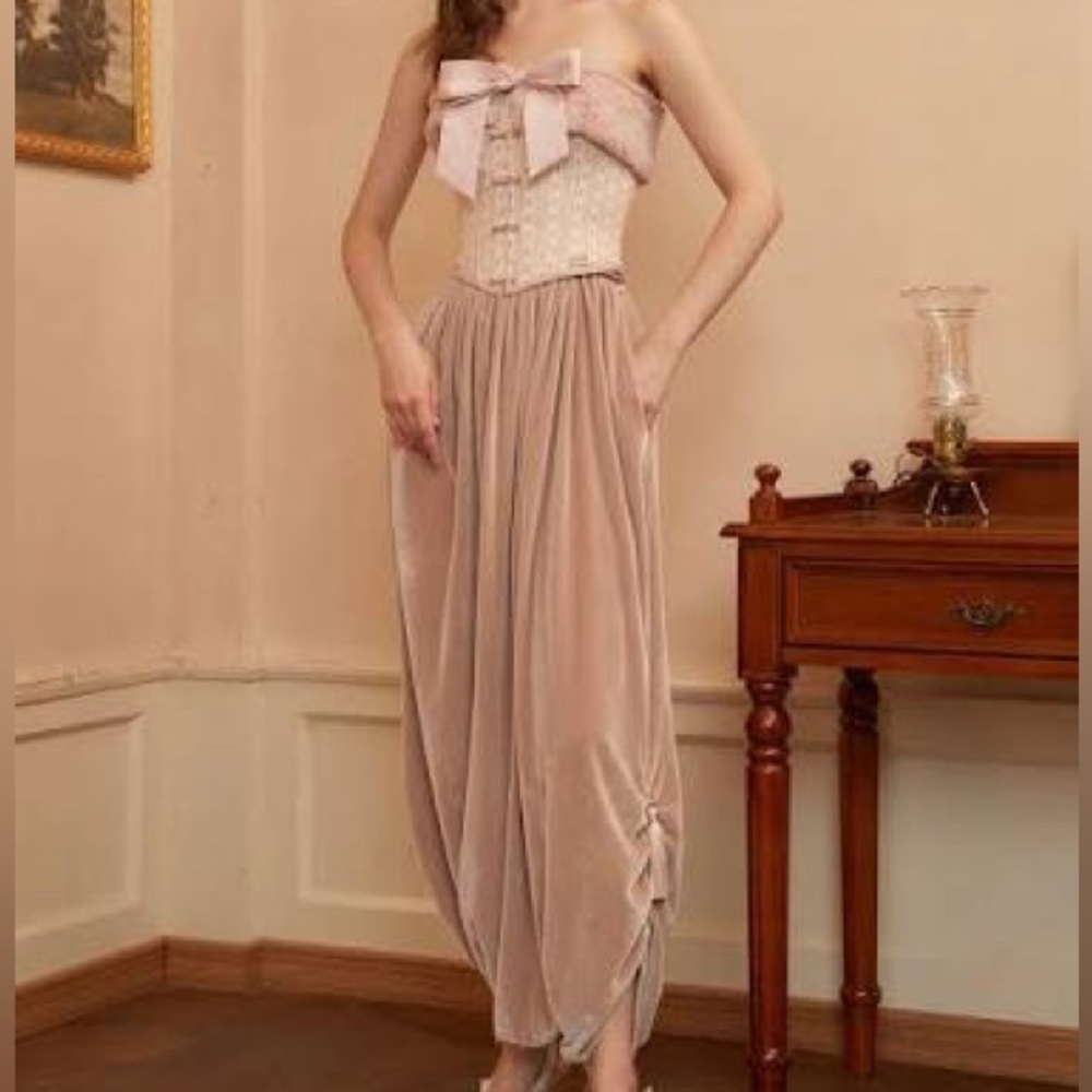 Lacemade Blush Pink Corset and Harem Pants Set